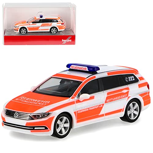 Volkwagen Passat B8 Variant Kombi Feuerwehr Frankfurt am Main Weiss Rot Ab 2014 H0 1/87 Herpa Modell Auto mit individiuellem Wunschkennzeichen von alles-meine.de GmbH