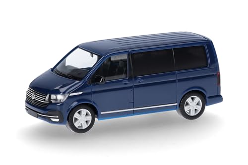 Volkwagen T6 Caravelle Personen Transporter Blau T6.1 Version Ab 3. Facelift 2019 mit Sockel und Vitrine H0 1/87 Herpa Modell Auto mit individiuellem Wunschke.. von alles-meine.de GmbH