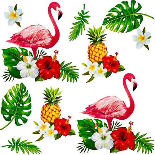 alles-meine.de GmbH Wandsticker + Fensterbilder Motive frei wählbar Kinder & Erwachsene - 3 * 10 TLG - Flamingo & Tropen Blüten - selbstklebend + wiederverwendbar - Wandtattoo.. von alles-meine.de GmbH
