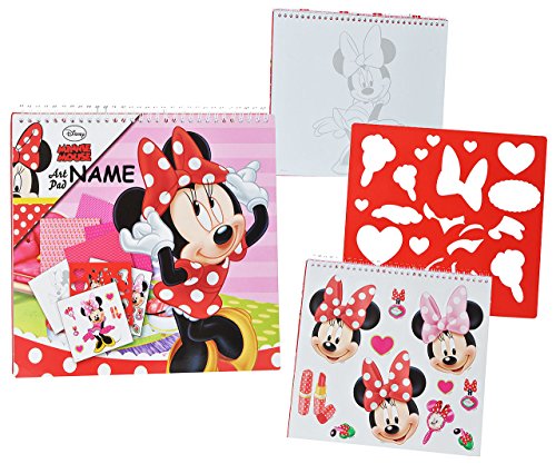 XL Malbuch/Malblock - mit Schablonen + Sticker Aufkleber + Buntpapier - Disney Minnie Mouse incl. Namen - Malvorlagen zum Ausmalen Malspaß - für Mädchen Kin. von alles-meine.de GmbH