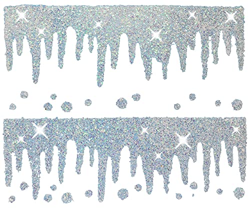 alles-meine.de GmbH 0,8 m Fensterbild - Eiszapfen/Eiskristalle/Winter - Glitzer/Glitter - statisch haftend - selbstklebend + wiederverwendbar/Sticker Fenstersticker.. von alles-meine.de GmbH