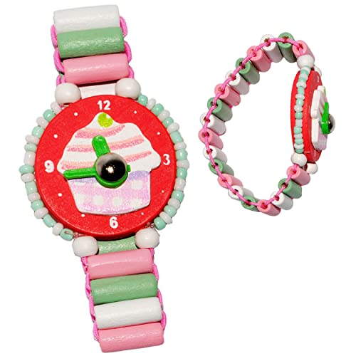 alles-meine.de GmbH 1 Stück Armbanduhr/Kinderuhr - Muffin - rot - aus Holz - bewegliche Zeiger ! - Lernuhr mit Armband - Uhr für Kinder - Mädchen & Jungen - Holzarmbanduh.. von alles-meine.de GmbH