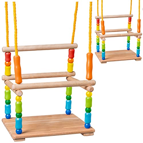 alles-meine.de GmbH 1 Stück Kinderschaukel/Schaukel aus Holz + Türreck - Gitterschaukel - mitwachsend & verstellbar - Leichter Einstieg ! - Babyschaukel - Kleinkindschaukel v.. von alles-meine.de GmbH