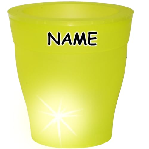 alles-meine.de GmbH 1 Stück LED LICHT - Design - Blumentopf/Pflanzkübel - NEON/gelb - grün - inkl. Name - 20 cm Gross - Batterie betrieben - Dekolicht - Leuchtkübel - o.. von alles-meine.de GmbH
