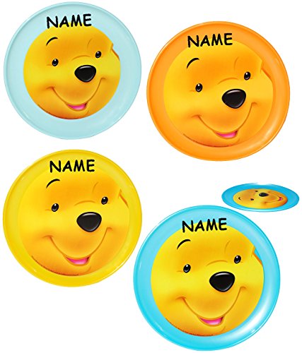 alles-meine.de GmbH 1 Stück Teller - Kinderteller - Winnie The Puuh - Bunte Farben - incl. Name - Ø 20 cm - aus Kunststoff Plastik - FLACH - Speiseteller/Plastikteller - .. von alles-meine.de GmbH