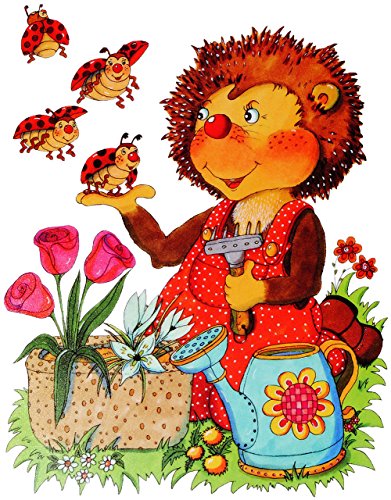alles-meine.de GmbH 1 Stück großes Fensterbild - Igel & Marienkäfer - Tiere nostalgisch - statisch haftend - selbstklebend + wiederverwendbar/Sticker Fenstersticker Aufkl.. von alles-meine.de GmbH
