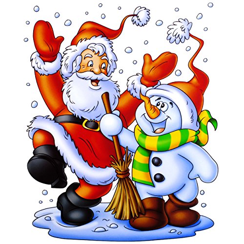 alles-meine.de GmbH 1 Stück großes Fensterbild - Weihnachtsmann & Schneemann - statisch haftend - selbstklebend + wiederverwendbar/Weihnachten - Sticker Fenstersticker Au.. von alles-meine.de GmbH