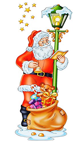 alles-meine.de GmbH 1 Stück langes XL - Fensterbild - Weihnachtsmann mit Geschenkesack - statisch haftend - selbstklebend + wiederverwendbar/Weihnachten - lang - Sticker .. von alles-meine.de GmbH