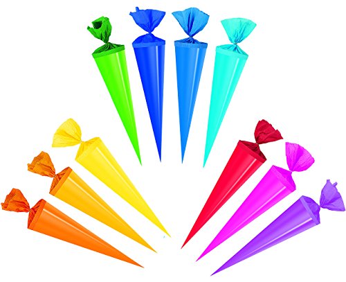 alles-meine.de GmbH 1 Stück: Schultüte - einfarbig - FARBMISCHUNG - 35 cm - Zuckertüte/Bastelschultüte - Rohling zum Basteln, Dekorieren - Bemalen und Bekleben Bastelschultüte von alles-meine.de GmbH