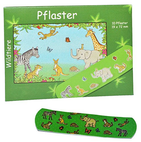 alles-meine.de GmbH 10 Kinderpflaster im Nachfüllpack mit Wildtiere - Motiv - Pflaster für Kinder und Erwachsene - Zootiere Elefant Zebra Tiger Mädchen Jungen von alles-meine.de GmbH