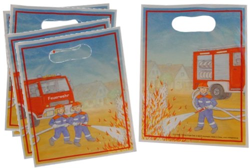 alles-meine.de GmbH 10 STK. Partytüten - Feuerwehr - Auto Geburtstagstüten Folie Mitgebsel Tüten Tasche Jungen Autos Feuerwehrauto Fahrzeug von alles-meine.de GmbH