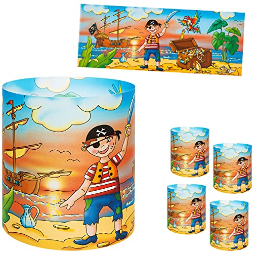 alles-meine.de GmbH 10 Stück - kleine Tischlichter Motiv frei wählbar Pirat - Piratenschiff & Schatztruhe 10 cm - Licht - für Teelichter/Batterie LED Lichter & Kerzen - W.. von alles-meine.de GmbH
