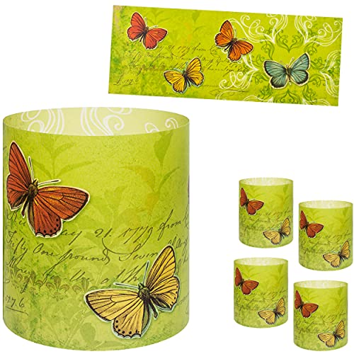 alles-meine.de GmbH 10 Stück - kleine Tischlichter Motiv frei wählbar Schmetterlinge & Blumenranken 10 cm - Licht - für Teelichter/Batterie LED Lichter & Kerzen - Windlic.. von alles-meine.de GmbH