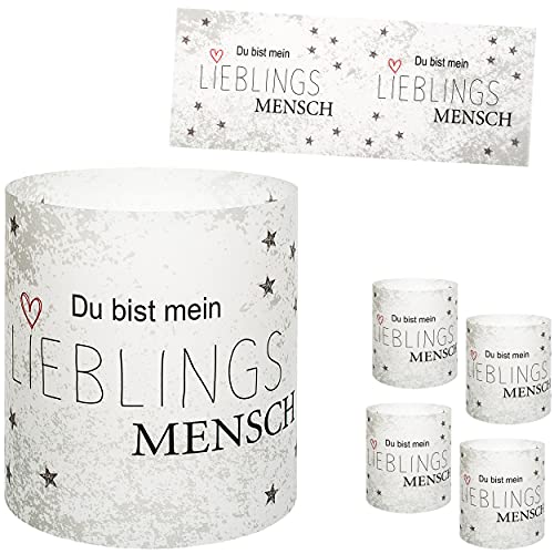 alles-meine.de GmbH 10 Stück - kleine Tischlichter Motiv frei wählbar Spruch: ... Du bist Mein LIEBLINGS Mensch ! .. 10 cm - Licht - für Teelichter/Batterie LED Lichter &.. von alles-meine.de GmbH