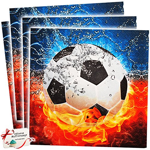 alles-meine.de GmbH 100 Stück Servietten - Fussball - Flamme - Partygeschirr/Partyset - zum Geburtstag/Schulanfang - Weltmeisterschaft - Kindergeburtstag - Fußballspiel.. von alles-meine.de GmbH