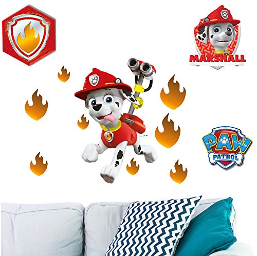 alles-meine.de GmbH 12 TLG. Set Wandtattoo/Sticker - P. Patrol - Feuerwehr Hund Marshall - Wandsticker - Aufkleber für Kinderzimmer - selbstklebend + wiederverwendbar + w.. von alles-meine.de GmbH