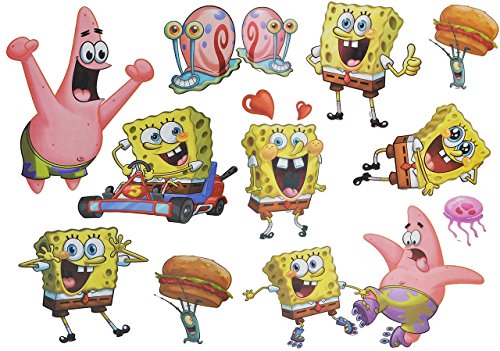 alles-meine.de GmbH 12 TLG. Set: Wandtattoo/Sticker + Fensterbilder - Spongebob Schwammkopf - Wandsticker Aufkleber für Kinderzimmer - Jungen Mädchen Seestern Robert Patrick Ga.. von alles-meine.de GmbH