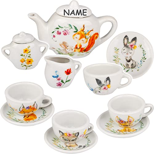 alles-meine.de GmbH 13 TLG. Set Puppengeschirr/Teeservice & Kaffeeservice - Waldtiere - inkl. Name - Geschirr Porzellan/Keramik - Porzellangeschirr - Kinderküche - Picknick.. von alles-meine.de GmbH