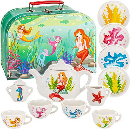 alles-meine.de GmbH 14 TLG. Set Picknick Koffer - Puppengeschirr/Teeservice & Kaffeeservice - Meerjungfrau - Nixe & Fische - Geschirr Porzellan/Keramik - Porzellangeschirr .. von alles-meine.de GmbH