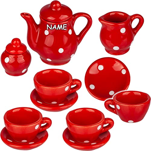 alles-meine.de GmbH 14 TLG. Set Puppengeschirr/Teeservice & Kaffeeservice - Bunte Punkte - inkl. Name - Geschirr Porzellan/Keramik - Porzellangeschirr - Kinderküche - Pickn.. von alles-meine.de GmbH