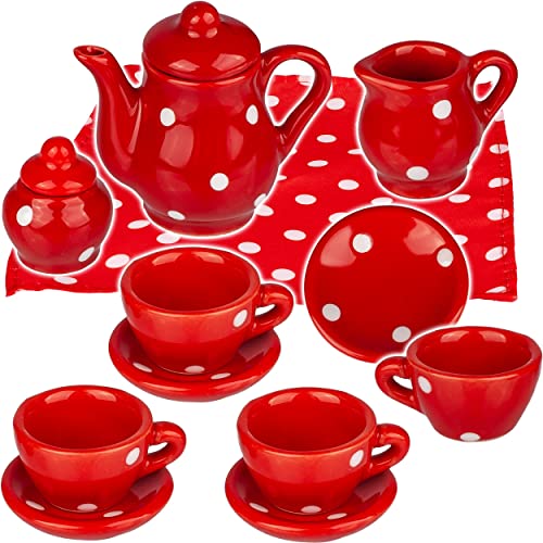 alles-meine.de GmbH 14 TLG. Set Puppengeschirr/Kaffeeservice & Teeservice - Bunte Punkte - Geschirr Porzellan/Keramik - Porzellangeschirr - Kinderküche - Picknickset Puppen.. von alles-meine.de GmbH