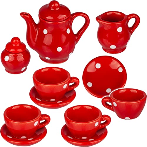 alles-meine.de GmbH 14 TLG. Set Puppengeschirr/Teeservice & Kaffeeservice - Bunte Punkte - Geschirr Porzellan/Keramik - Porzellangeschirr - Kinderküche - Picknickset Puppen.. von alles-meine.de GmbH