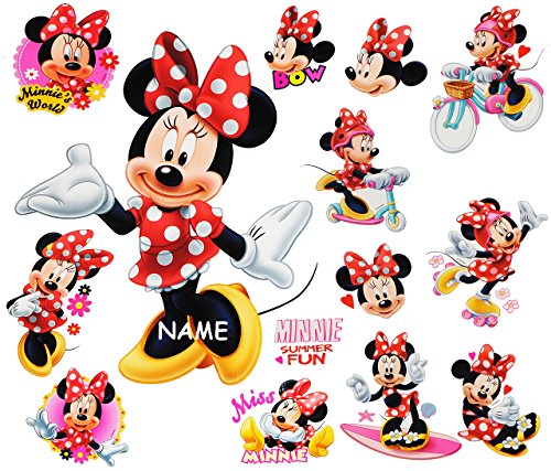 alles-meine.de GmbH 14 TLG. Set Wandtattoo/Sticker + Fensterbilder - Minnie Mouse - incl. Name - Wandsticker + Fenstersticker - Aufkleber für Kinderzimmer - Maus Playhous.. von alles-meine.de GmbH