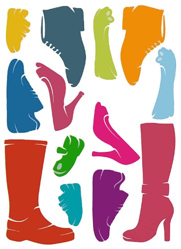 alles-meine.de GmbH 14 TLG. Set XL Wandsticker Schuhe Wandtattoo Stiefel Pumps High Heels Schuh Aufkleber Wandaufkleber - selbstklebend für Wohnzimmer und Kinderzimmer Deko Stick von alles-meine.de GmbH