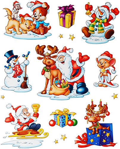 alles-meine.de GmbH 14 TLG. Set Fensterbilder - Weihnachtsmann & Rentier - statisch haftend - selbstklebend + wiederverwendbar/Weihnachten - Sticker Fenstersticker Aufkle.. von alles-meine.de GmbH