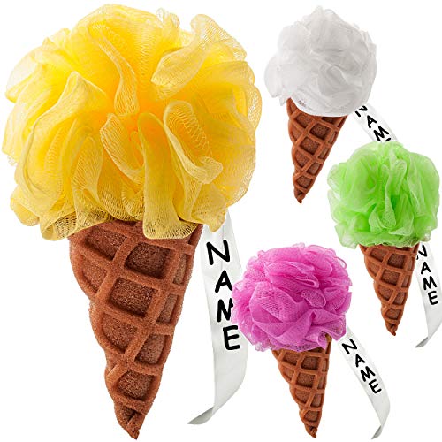 alles-meine.de GmbH 2 Stück 3D Effekt Badeschwämme/Duschschwämme/Massageschwämme - EIS - bunt - inkl. Name - Schwämme mit Baderosette - für Kinder & Erwachsene - Badeknäu.. von alles-meine.de GmbH