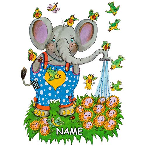 alles-meine.de GmbH 2 Stück Fensterbilder Motivwahl Elefant & Vögel - inkl. Name - statisch haftend - selbstklebend + wiederverwendbar - Set Sticker Fenstersticker Aufklebe.. von alles-meine.de GmbH