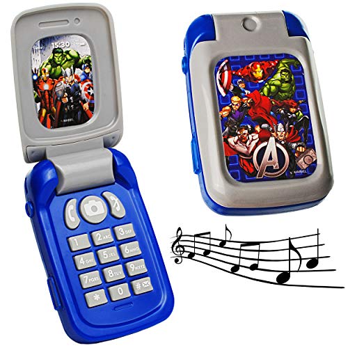 alles-meine.de GmbH 2 Stück Handy mit Sound - The Avengers - für Kinder/Auto - elektrisches Kinderhandy - Klapphandy Telefon - Lernhandy/Kindertelefon zum Aufklappen - .. von alles-meine.de GmbH