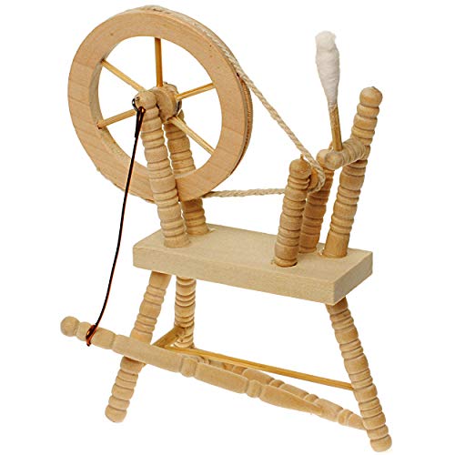 alles-meine.de GmbH 2 Stück Miniatur - Spinnräder - aus hellem Natur Holz - Puppenstube Maßstab 1:12 - Puppenhaus Puppenhausmöbel - zum Spinnen Wolle - Schafwolle Spindel Dornr.. von alles-meine.de GmbH