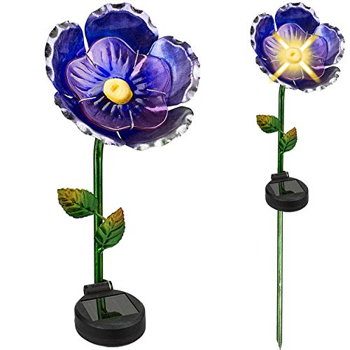alles-meine.de GmbH 2 Stück Solar - LED Licht - Blumen & Blüten - kräftiges lila - violett - 82 cm - Leuchte - Solarblume - Garten Wetterfest für Innen Außen - handbemaltes Gla.. von alles-meine.de GmbH