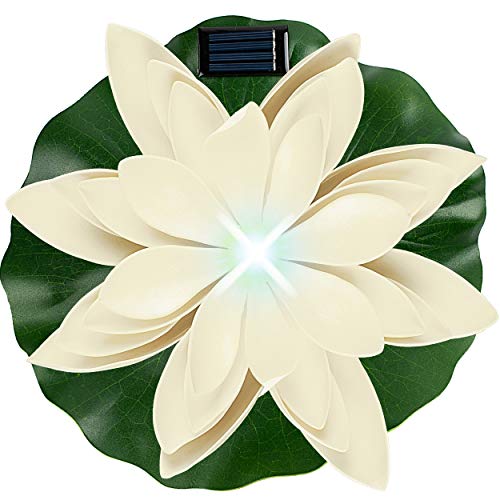alles-meine.de GmbH 2 Stück Solar - LED Lichter - schwimmende Seerose - weiß & grün - Ø 29 cm - Leuchte - Blume Blüte - Solarblume - Garten Wetterfest für Innen Außen - Wasser .. von alles-meine.de GmbH