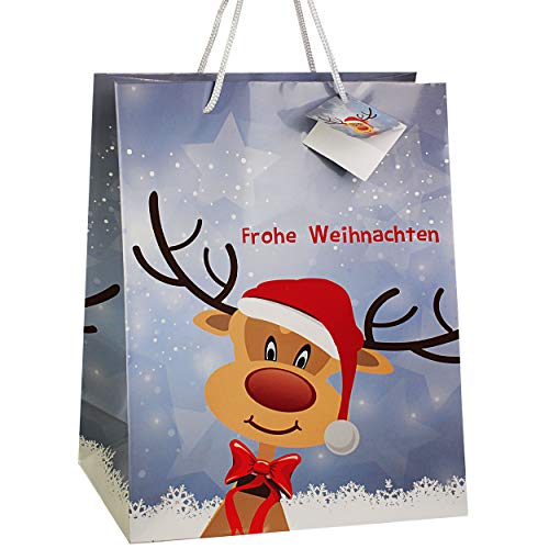 alles-meine.de GmbH 2 Stück große - Geschenktaschen/Geschenkbeutel - kleines Rentier 33 cm ! - Groß Weihnachtstüten - Geschenktüten/Geschenkverpackung - Verpackunge.. von alles-meine.de GmbH