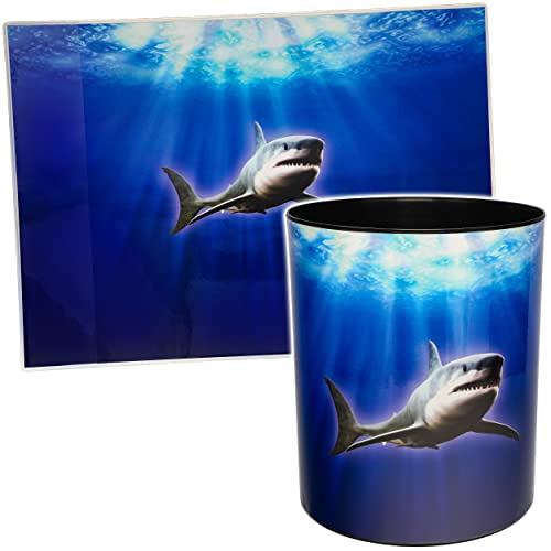 alles-meine.de GmbH 2 TLG. Set Schreibtischunterlage & Papierkorb Hai Fisch Schreibtischset - abwischbar - Schreibunterlage - Unterlage 50 x 39 cm - Tischunterlage/Knetun.. von alles-meine.de GmbH