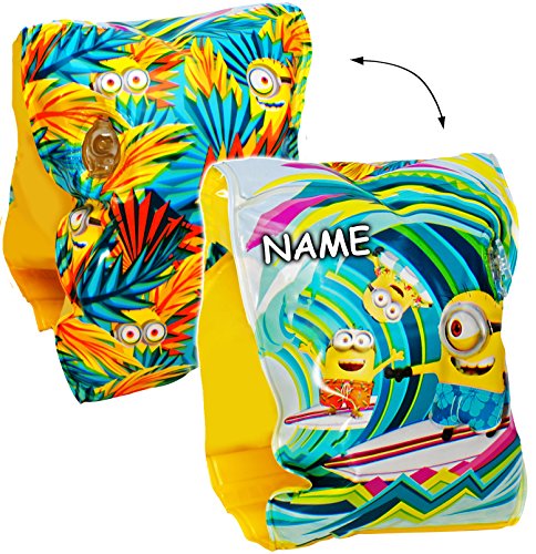alles-meine.de GmbH 2 TLG. Set Schwimmflügel - aufblasbar - Minnion - Surfbrett & Welle - incl. Name - passend für 2 bis 6 Jahre - jeweils 2 Luftkammern ! - Schwimmärmel & .. von alles-meine.de GmbH