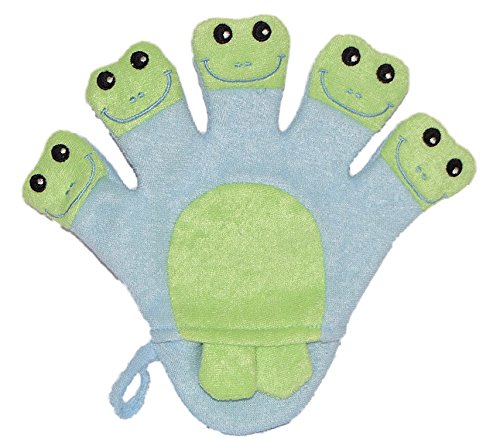 alles-meine.de GmbH 2 in 1: Waschhandschuh + Handpuppe 5 Finger Frosch für Kinder - Handspielpuppe Frottee Tier Baby Waschlappen von alles-meine.de GmbH