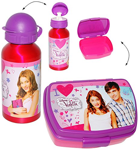 alles-meine.de GmbH 2 TLG. Set Lunchbox/Brotdose & Alu Trinkflasche - Violetta - Sandwich Box - Brotbüchse Küche Essen - für Mädchen Martina Stoessel - Channel Schauspiel.. von alles-meine.de GmbH