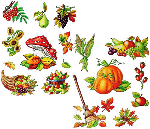 alles-meine.de GmbH 2 versch. Bögen: Fensterbilder Herbst - Früchte & Blätter - Blätter/Eicheln Kastanien - Pilz/Kürbis/Eicheln sammeln - Laubblätter - statisch haftend.. von alles-meine.de GmbH