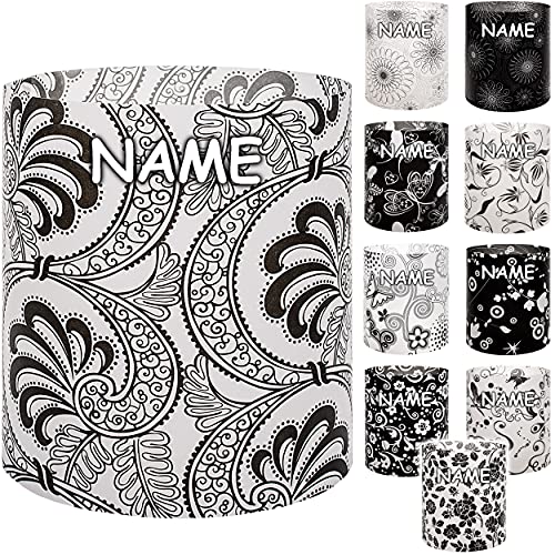 alles-meine.de GmbH 20 Stück - kleine Tischlichter Motiv frei wählbar Blumen & Retro Muster - schwarz & weiß inkl. Name - 10 cm - Licht - für Teelichter/Batterie LED Lich.. von alles-meine.de GmbH