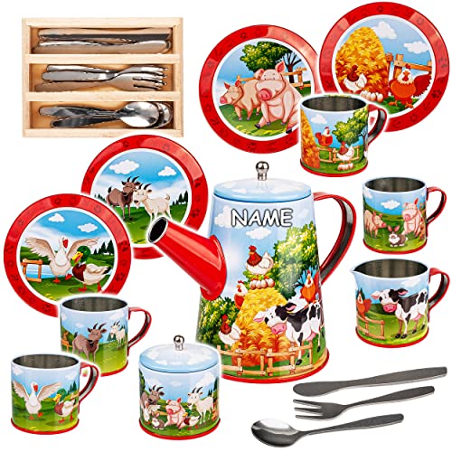 alles-meine.de GmbH 26 TLG. großes Set Puppengeschirr/Kaffeeservice & Teeservice + Besteck - Bauernhof Tiere - inkl. Name - Geschirr aus Blech - Metall - Blechgeschirr - Kind.. alles-meine.de GmbH 26 TLG. großes Set Puppengeschirr/Kaffeeservice & Teeservice + Besteck - Bauernhof Tiere - inkl. Name - Geschirr aus Blech - Metall - Blechgeschirr - Kind.. von alles-meine.de GmbH