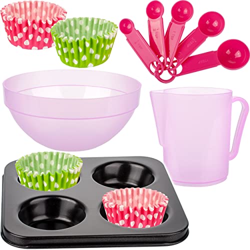 alles-meine.de GmbH 28 TLG. Set Kinder - Backset/Kinderküche - mit Messlöffel + Zubehör - Muffinbackform - Küchenhelfer - echt aus Metall - Backofen - Backform Plätzchen Back.. von alles-meine.de GmbH