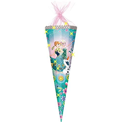 alles-meine.de GmbH 3-D Glitzer Effekt ! - Schultüte - Frozen - die Eiskönigin - 85 cm / 12 eckig - Organza Abschluß - Zuckertüte - mit/ohne Kunststoff Spitze - für Mädch.. von alles-meine.de GmbH