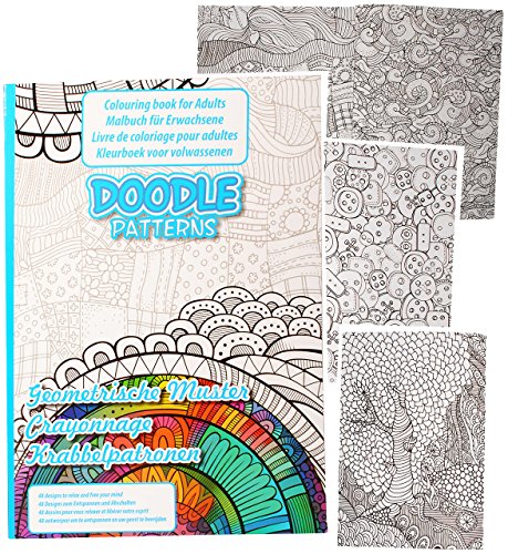 alles-meine.de GmbH 3 Stück A4 - großes Malbücher - Colour Therapy - Doodle Muster/Doodles - je 48 Seiten - Anti Streß - für Erwachsene & Kinder - Tattoo Dot Style - Buch.. von alles-meine.de GmbH