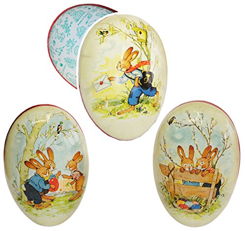 alles-meine.de GmbH 3 Stück Füll - Pappeier 15 cm - süße Osterhasen - Osterei/Ei zum befüllen - Deko Pappe Papp Pappeier Dekoei Pappostereier Füllen - Osterdeko - Ostern .. von alles-meine.de GmbH