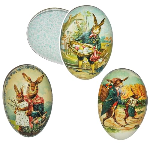 alles-meine.de GmbH 3 Stück - Füll - Pappeier 36 cm - Landidylle - nostalgische Hasen - Osterei - Ei zum befüllen - Deko Pappe Papp Pappeier Dekoei Pappostereier Füllen - Osterde.. von alles-meine.de GmbH