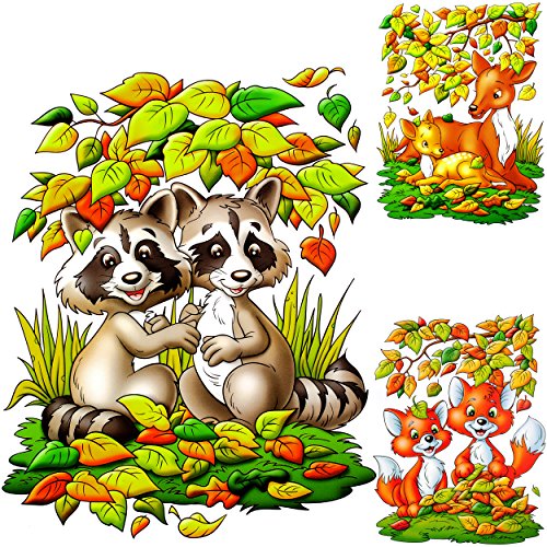 alles-meine.de GmbH 3 Stück XL Fensterbilder/Fenstersticker - süße Tiere & Tierkinder - mit bunten Blättern - selbstklebend + wiederverwendbar/statisch haftend/Sticke.. alles-meine.de GmbH 3 Stück XL Fensterbilder/Fenstersticker - süße Tiere & Tierkinder - mit bunten Blättern - selbstklebend + wiederverwendbar/statisch haftend/Sticke.. von alles-meine.de GmbH