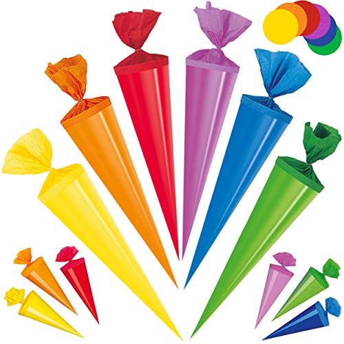 alles-meine.de GmbH 3 Stück kleine - Mini - Schultüten - 12 cm - Farbmischug - Zuckertüten - einfarbig - Rohling - rund - Dekoschultüte - Deko - Schultütenbaum Zuckertütenbaum .. von alles-meine.de GmbH